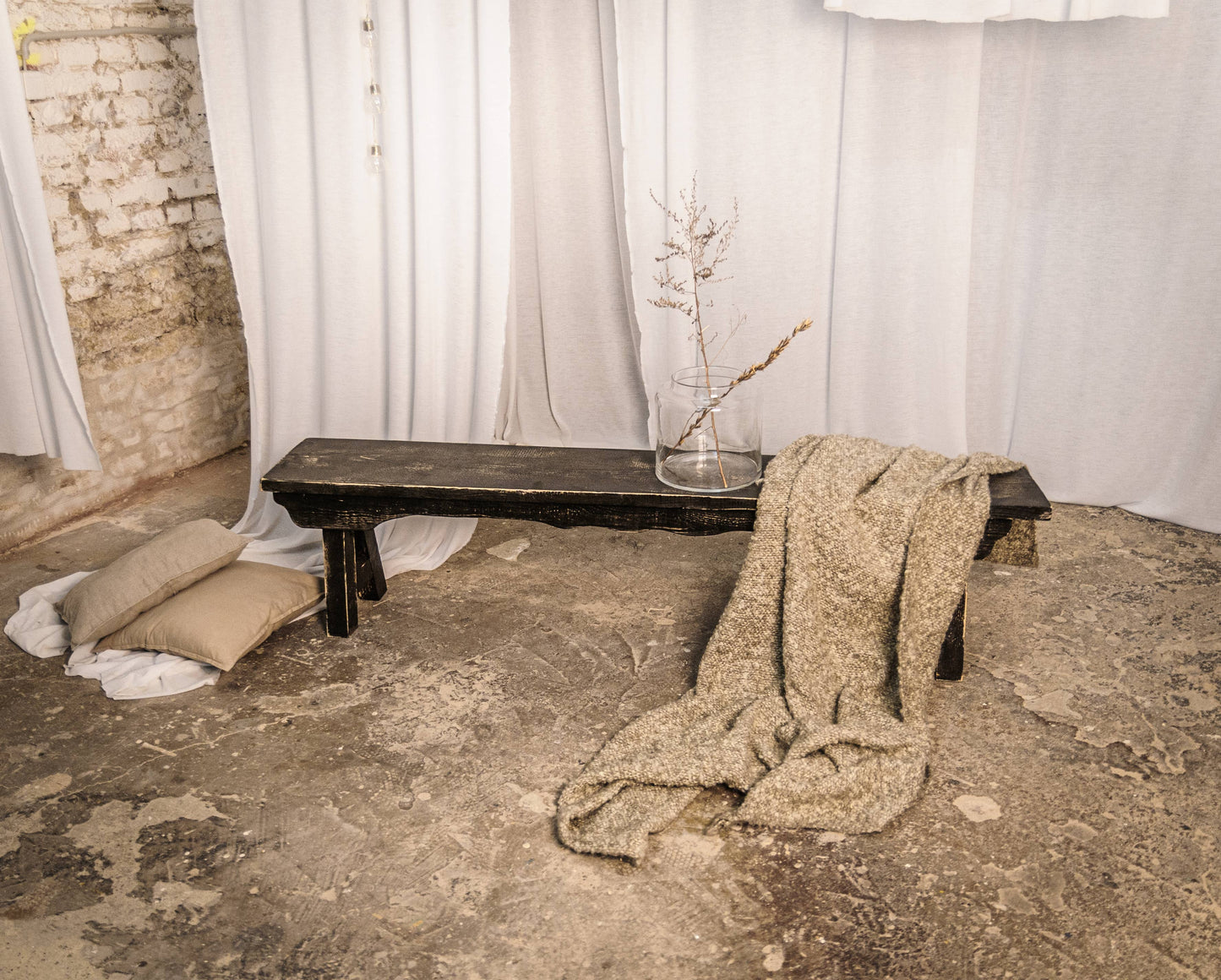 31" Black Reclaimed wood bench