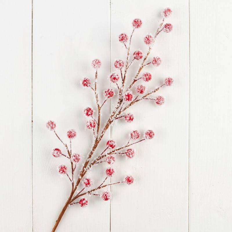 18" Snowy Red Artificial Berry Spray