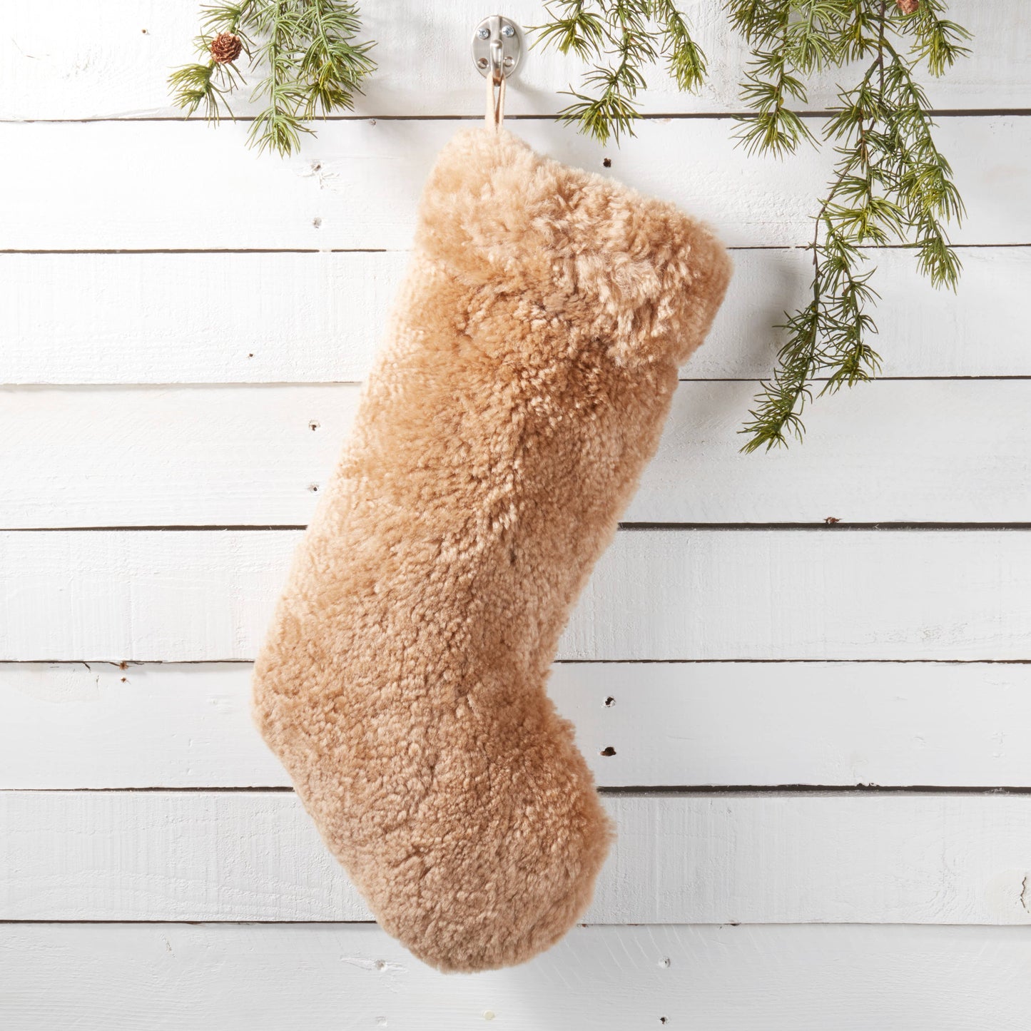 Cozy Lamb Fur Stocking: Ivory