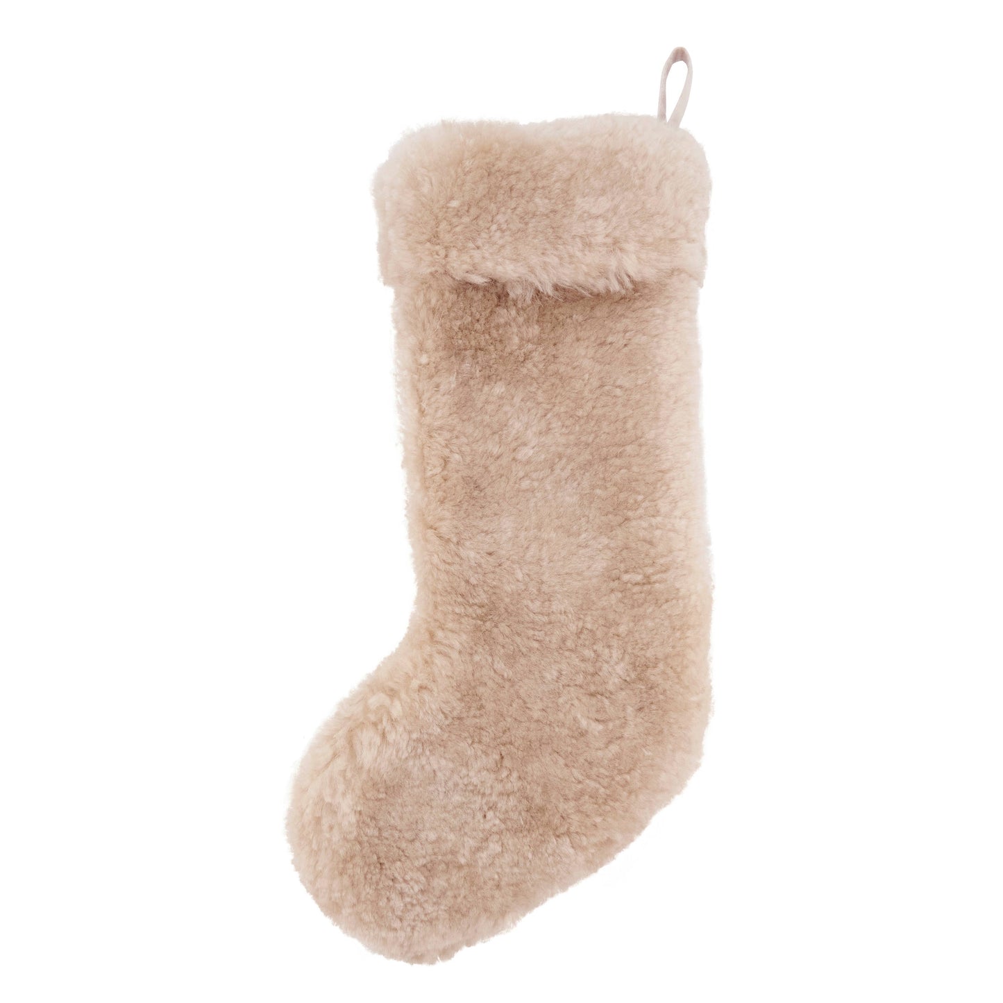 Cozy Lamb Fur Stocking: Oatmeal