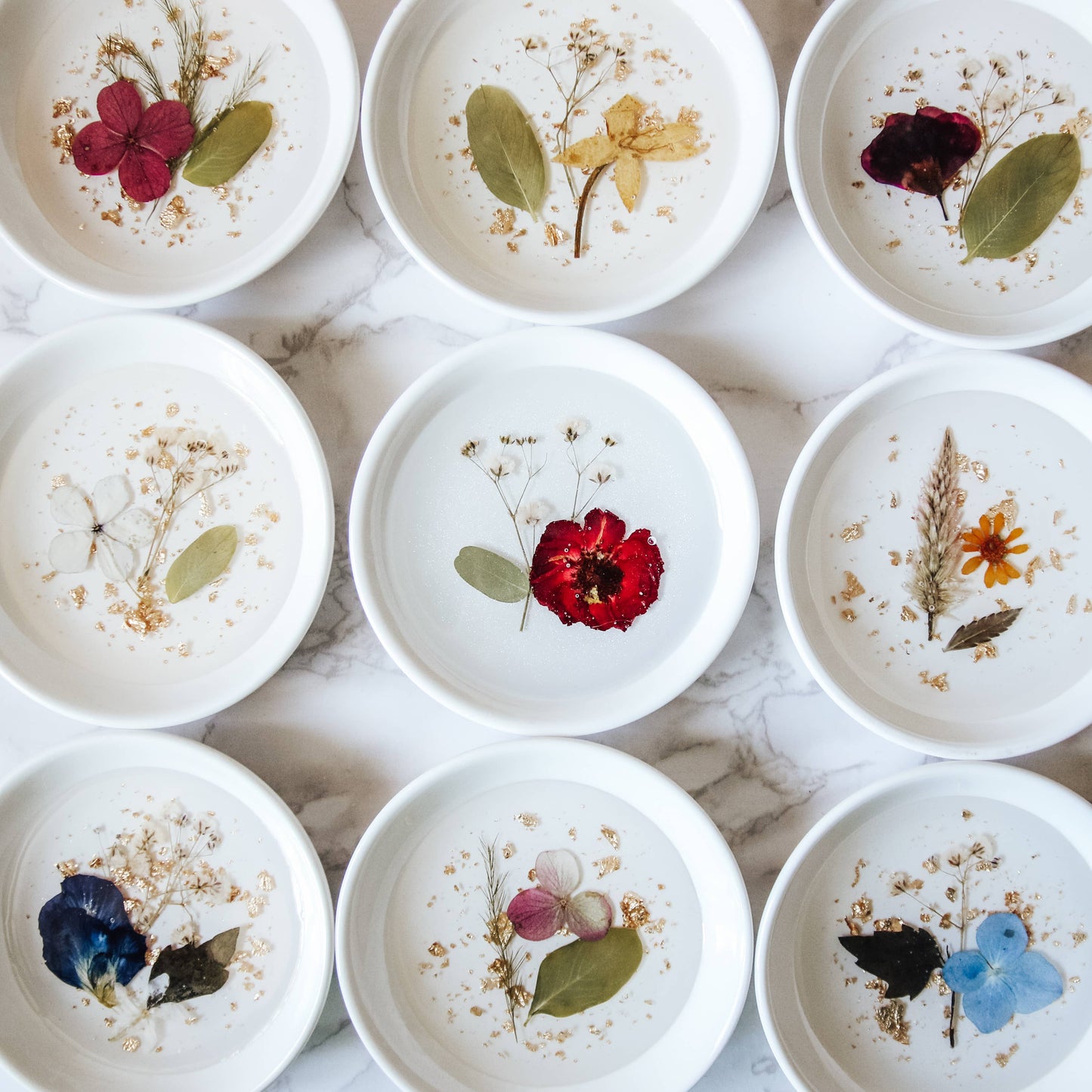 Botanical Ceramic Ring Dish/ Floral Shimmer