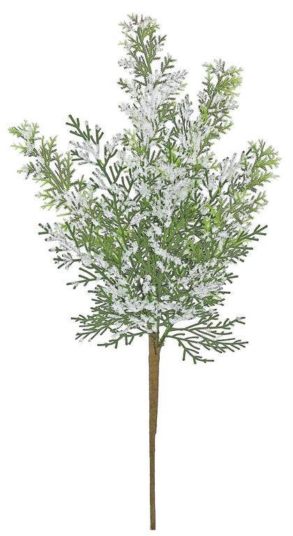 Snowy Cedar Spray, 22", Green/White