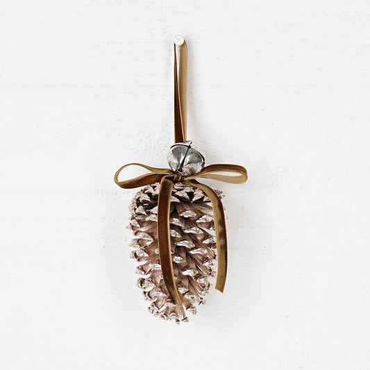 Champagne Pinecone w/ Bell Ornament