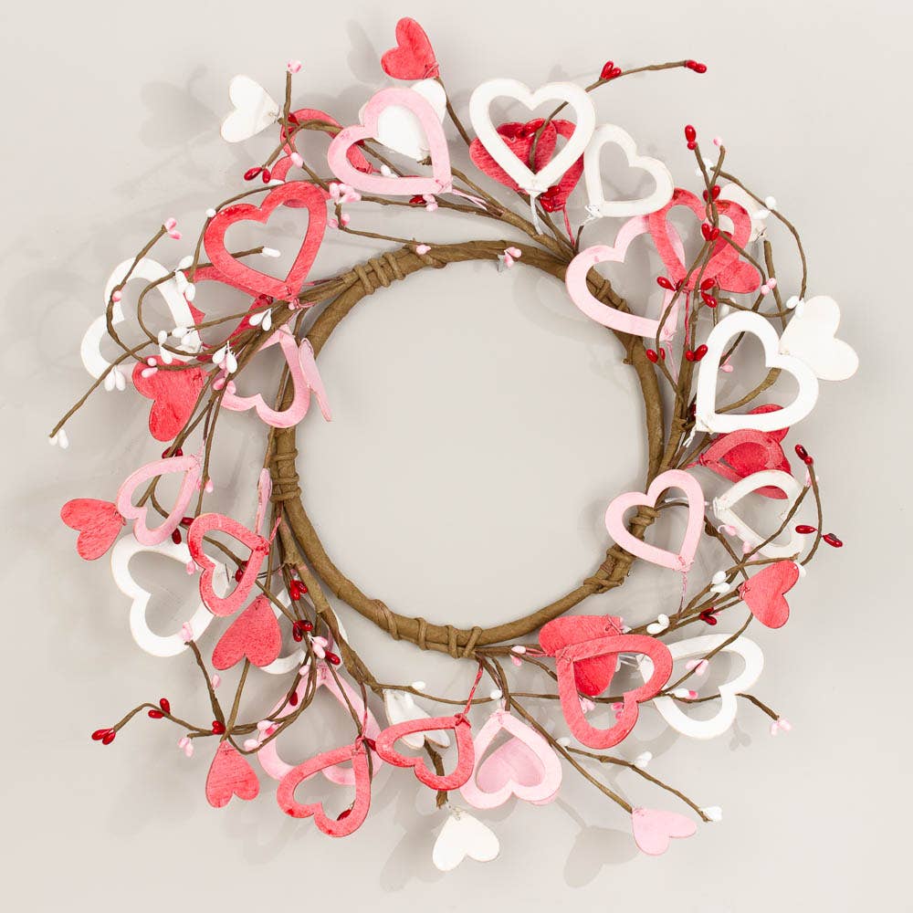 Wood Heart & Berries Candle Rings