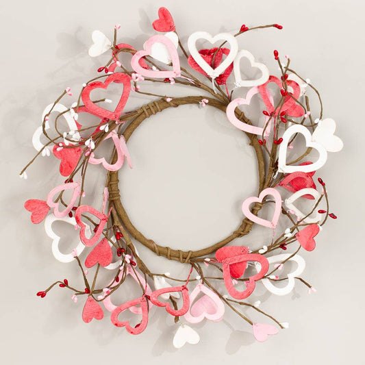 Wood Heart & Berries Candle Rings