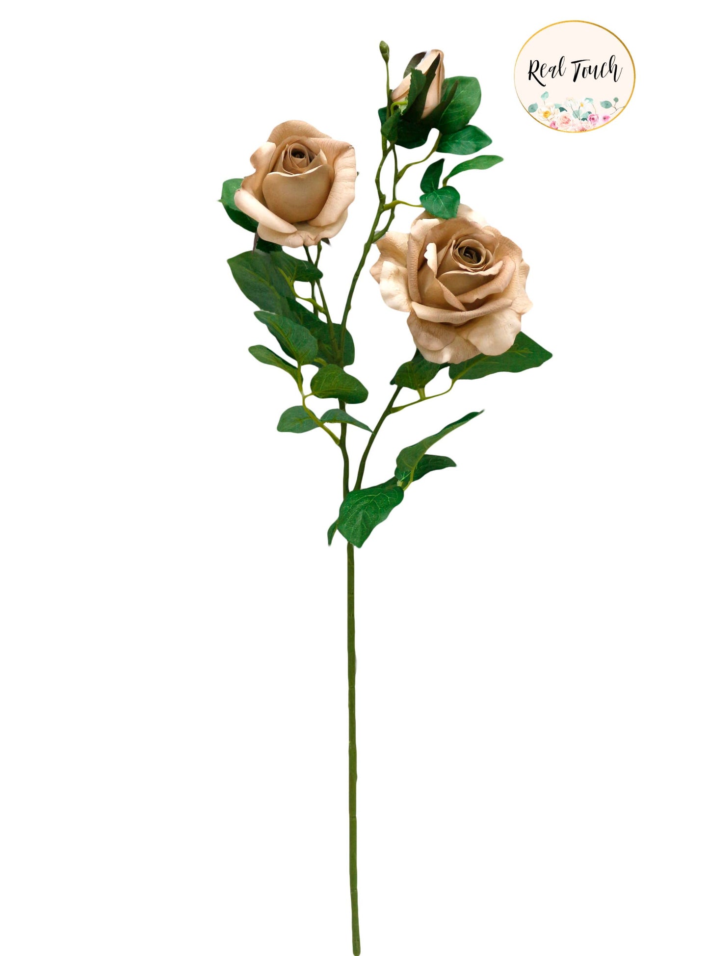 27" Real Touch Roses & Bud - Mocha