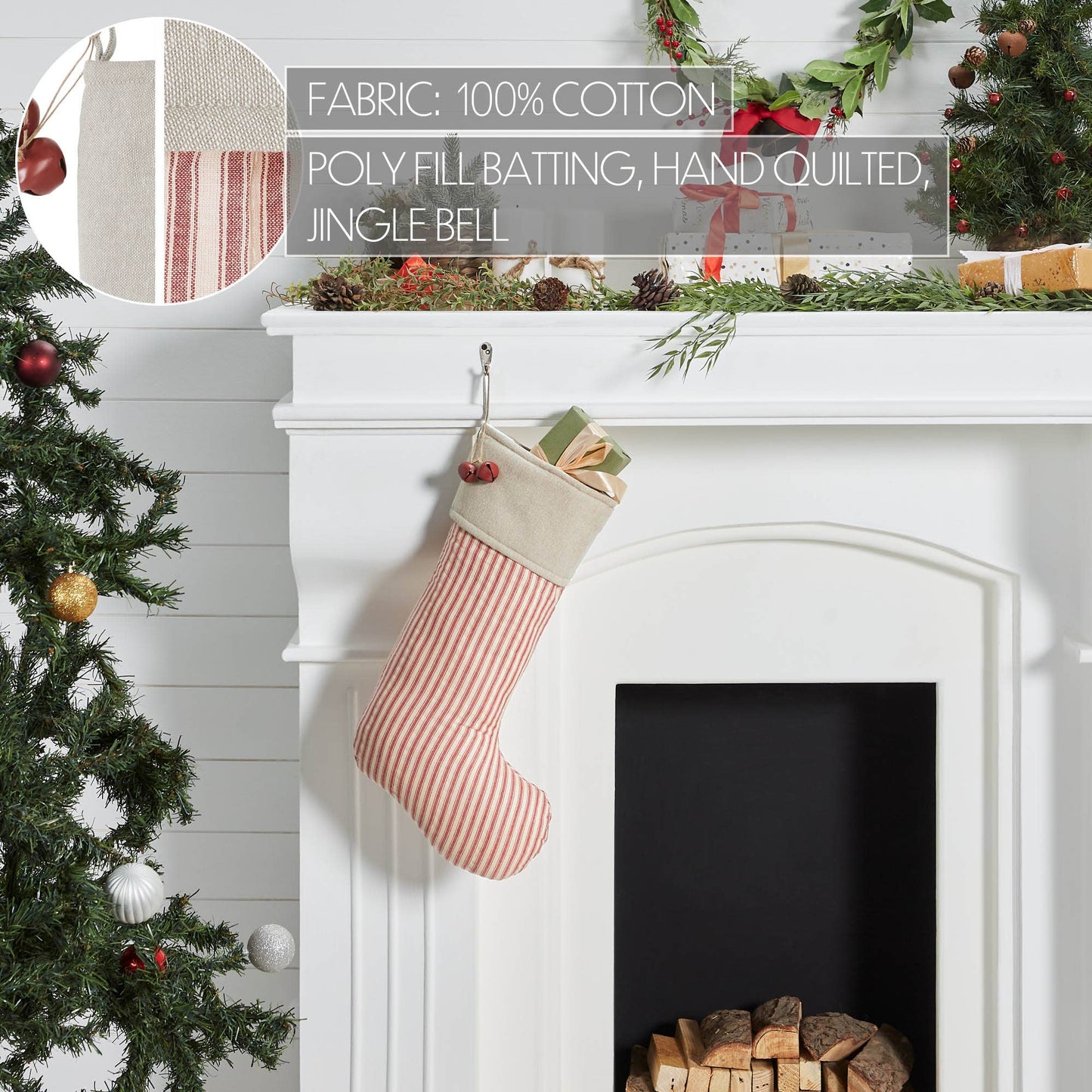 Red Ticking Stripe Stocking