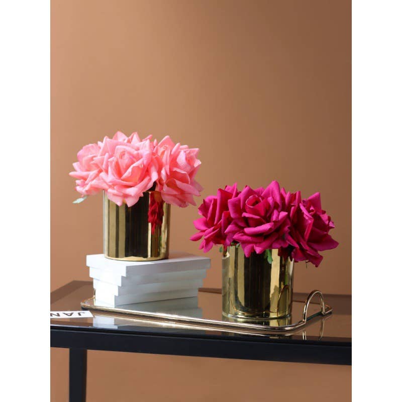 Real Touch 5 Large Bloom Rose: Cream Pink