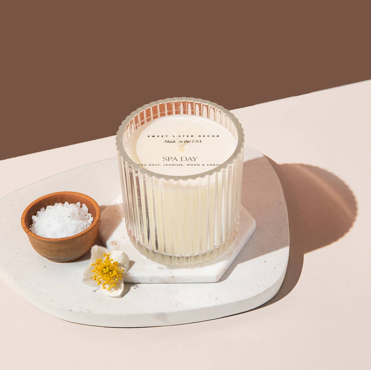 Spa Day 12 oz Soy Candle, Fluted Ribbed Jar - Decor & Gifts