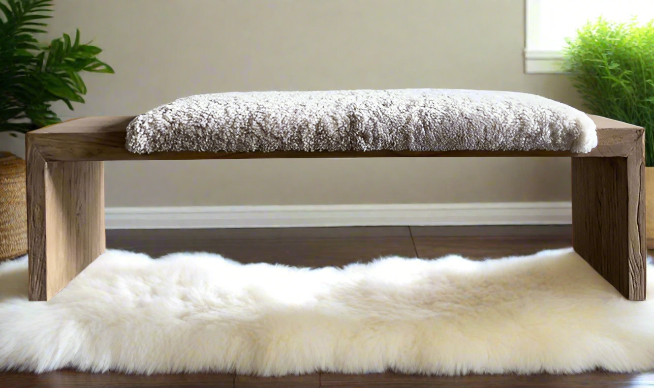 Casi Modern Sheepskin Bench