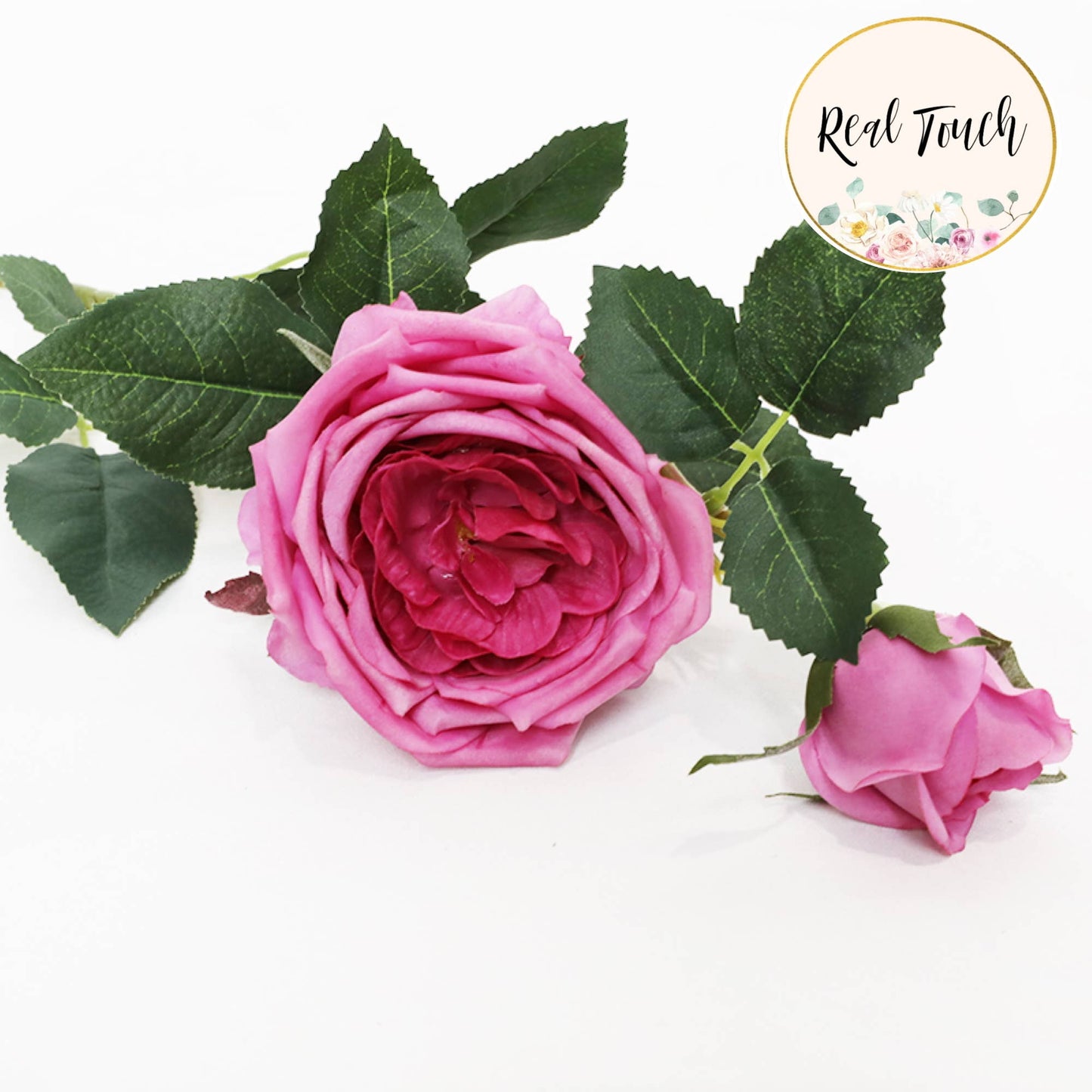 Real Touch Cabbage Rose: Fuchsia