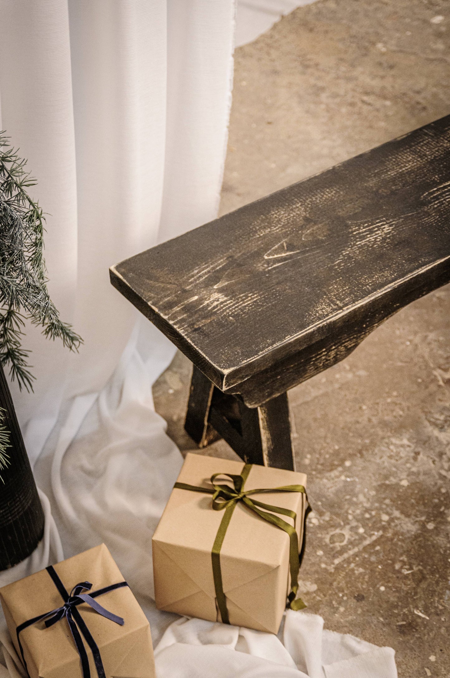31" Black Reclaimed wood bench