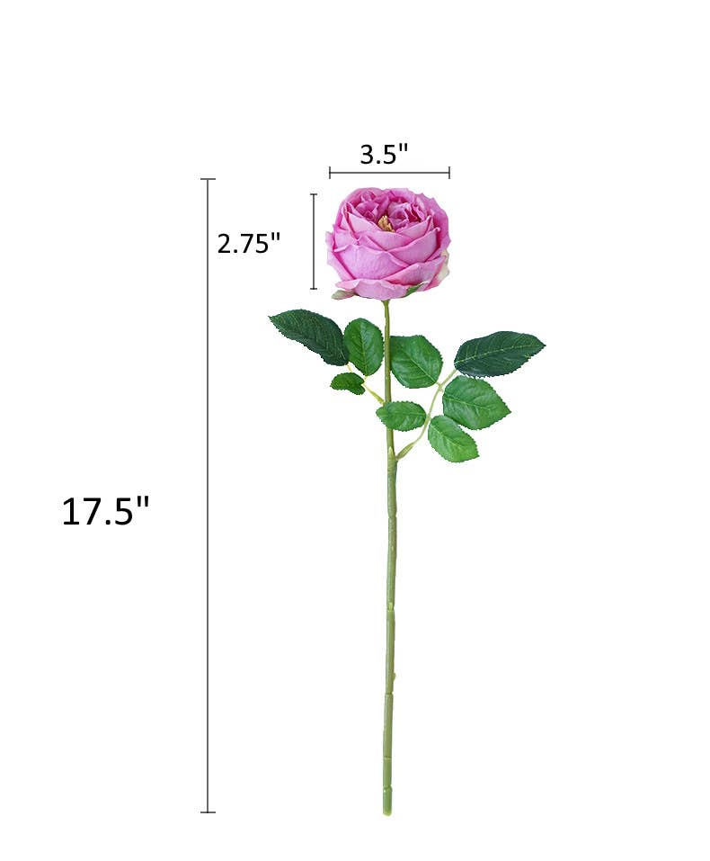 17" Real Touch English Austin Cabbage Rose: White