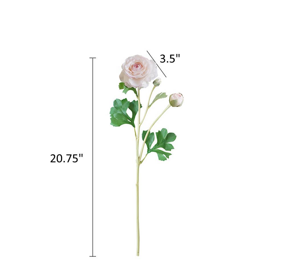 18"-Real Touch Ranunculus w/ buds: Soft Coral Peach