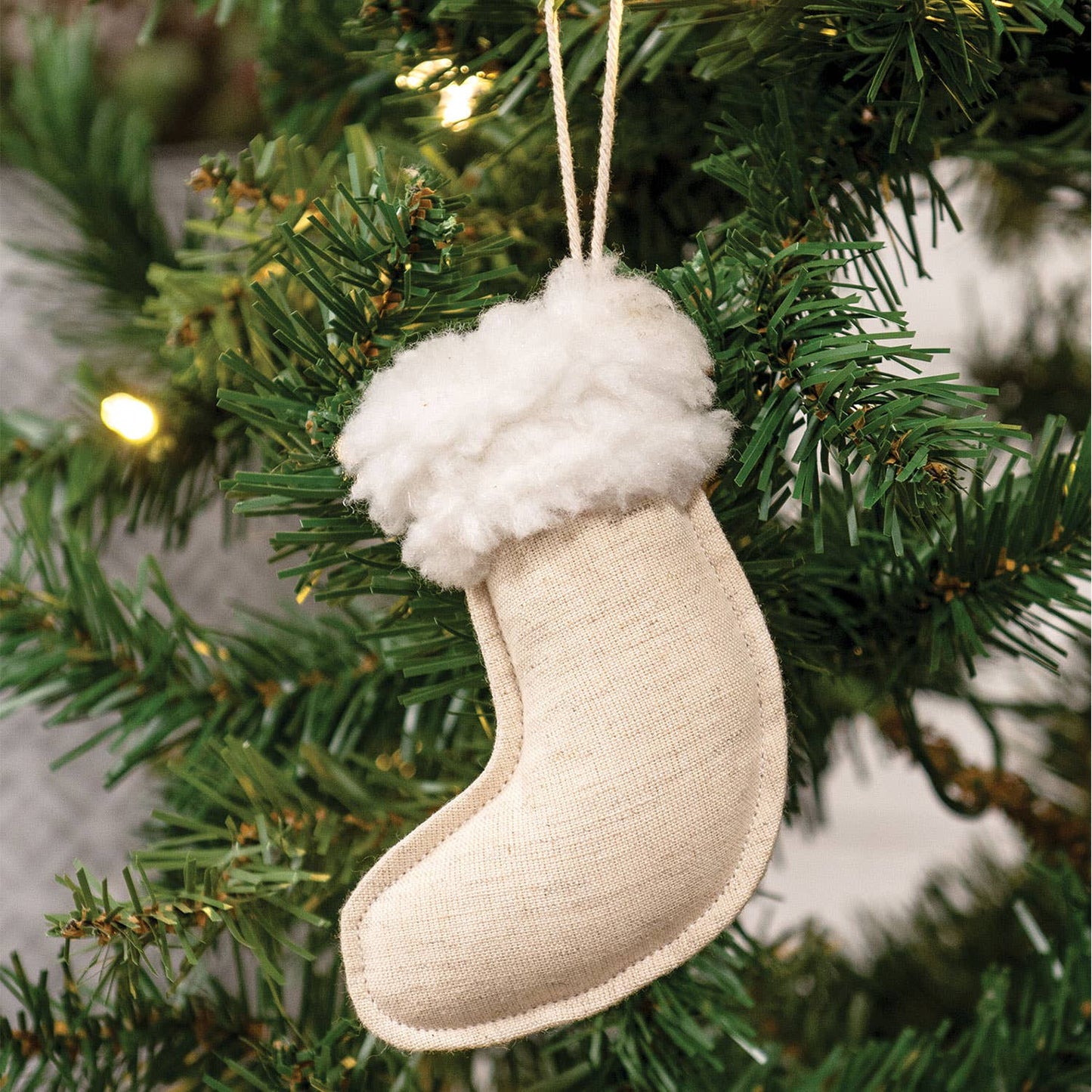 Natural Christmas Stocking Fabric Ornament
