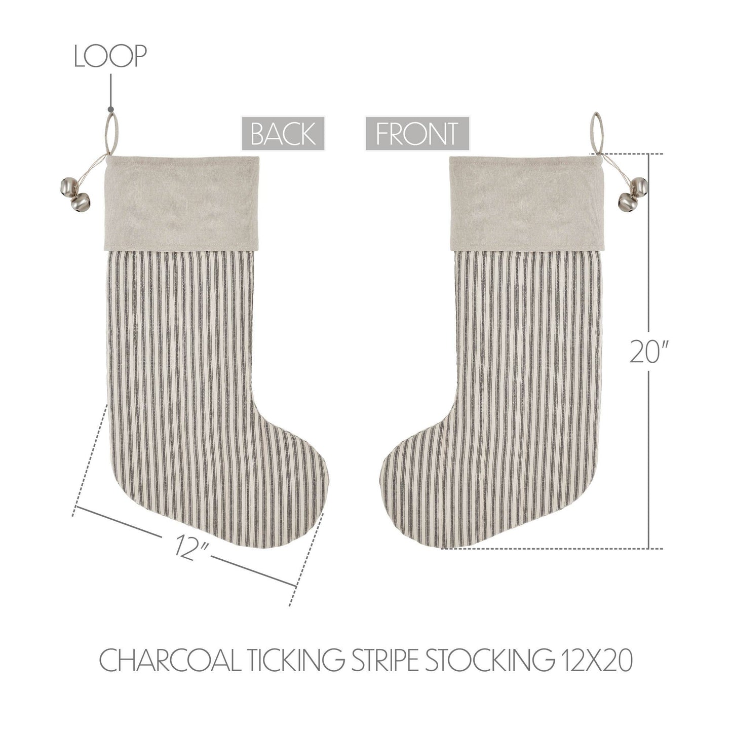 Charcoal Ticking Stripe Stocking