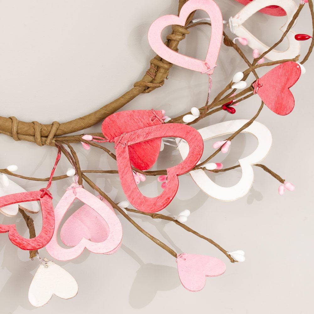 Wood Heart & Berries Candle Rings