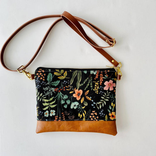 Small Crossbody Bag: RP Black Botanical Floral