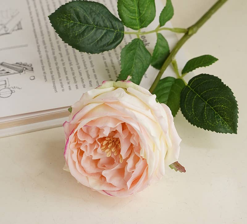 17" Real Touch English Austin Cabbage Rose: White