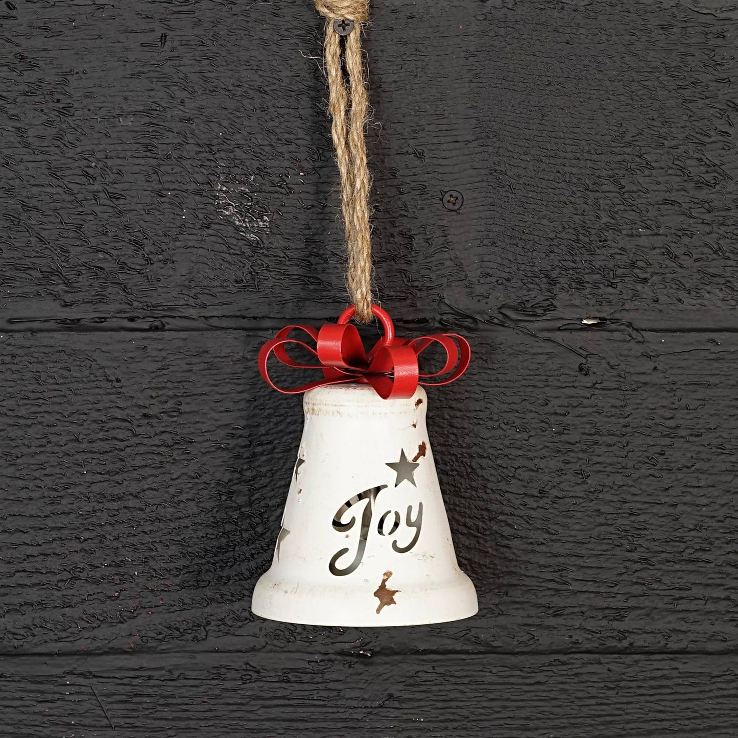 Vintage White Bell w/metal bow 5.25”
