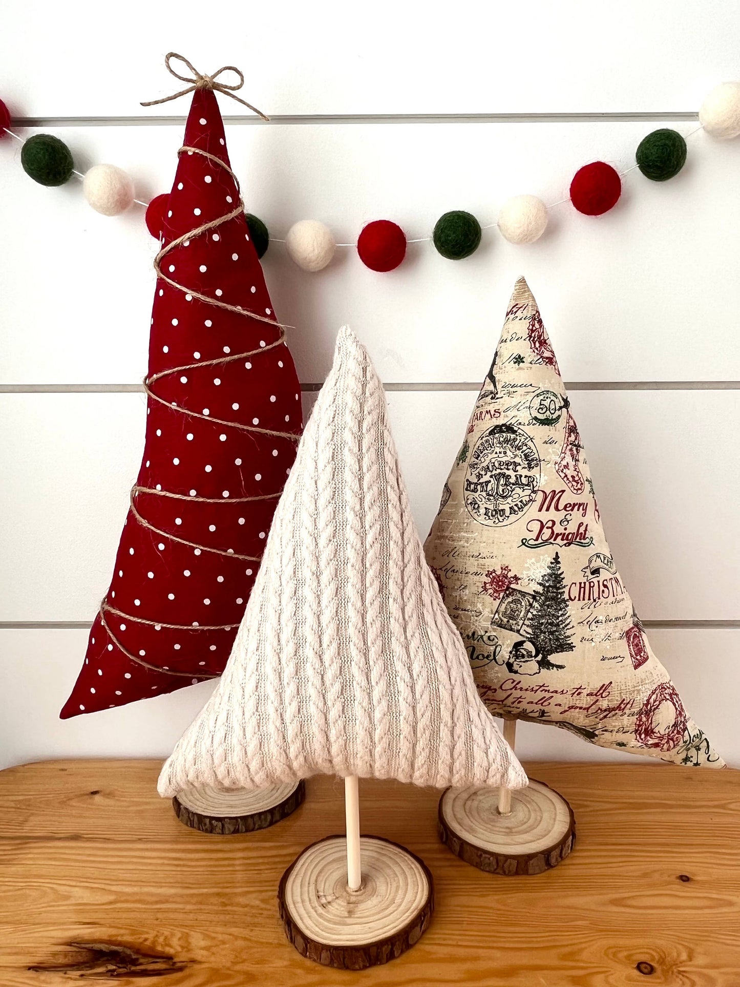 3 pc/set Fabric Vintage Print Christmas Tree