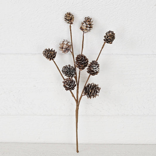 12" Pick-Snowy Birch Pine Cones