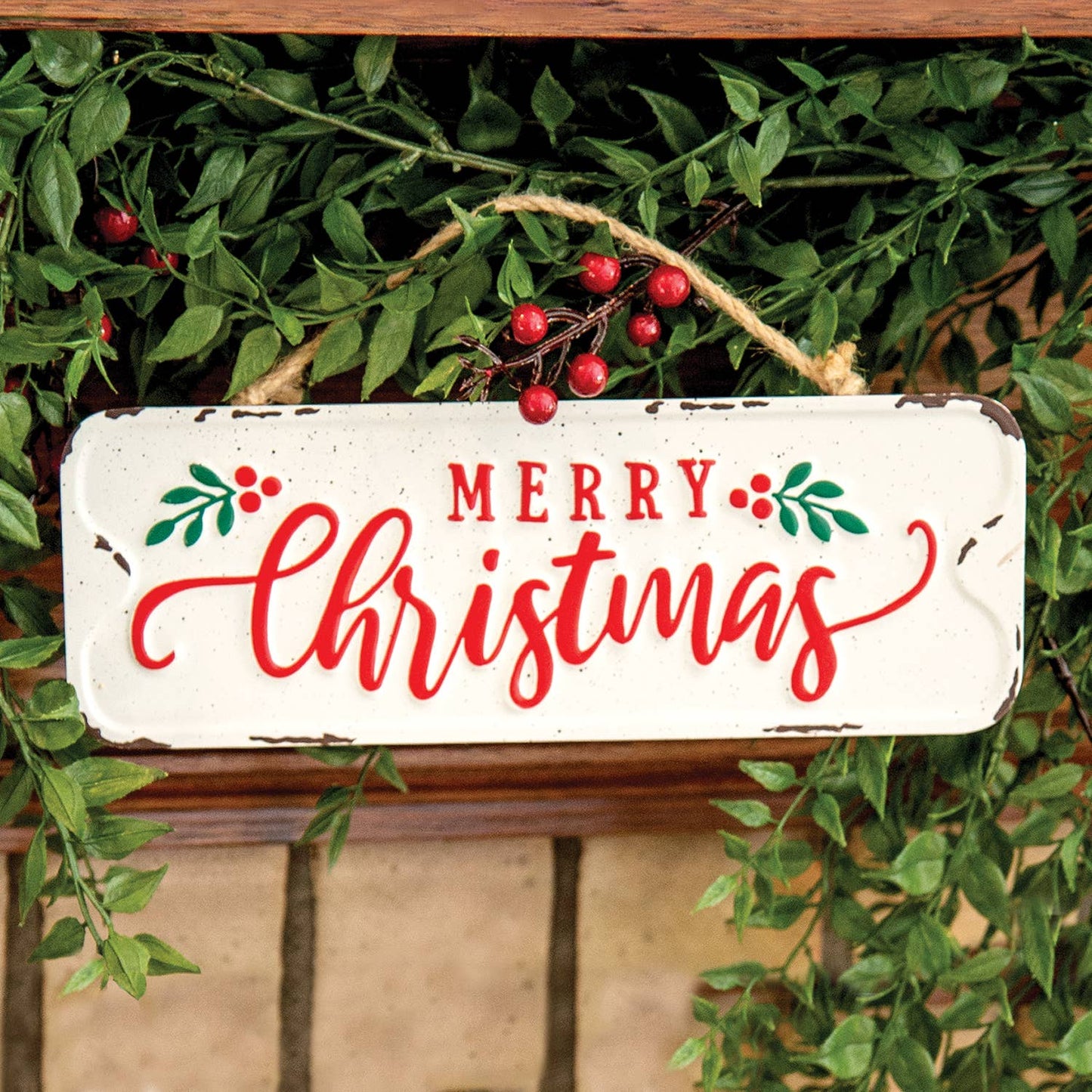 Distressed Metal "Merry Christmas" Sign