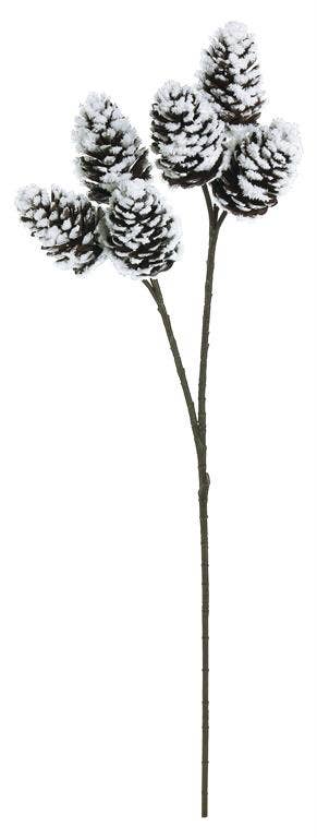 12" Flocked Pinecone Stem