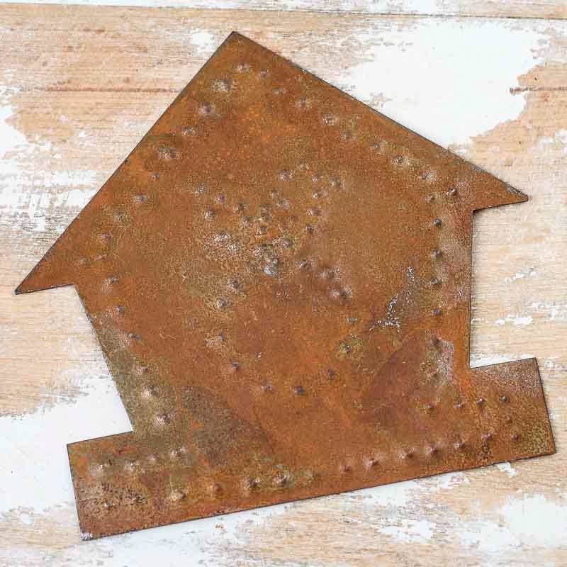 4-1/4" Rusty Tin Embossed Birdhouse