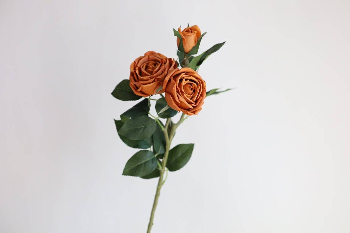Real Touch Cabbage Rose: Living Coral