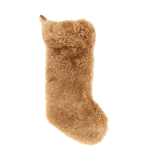 Cozy Lamb Fur Stocking: Oatmeal