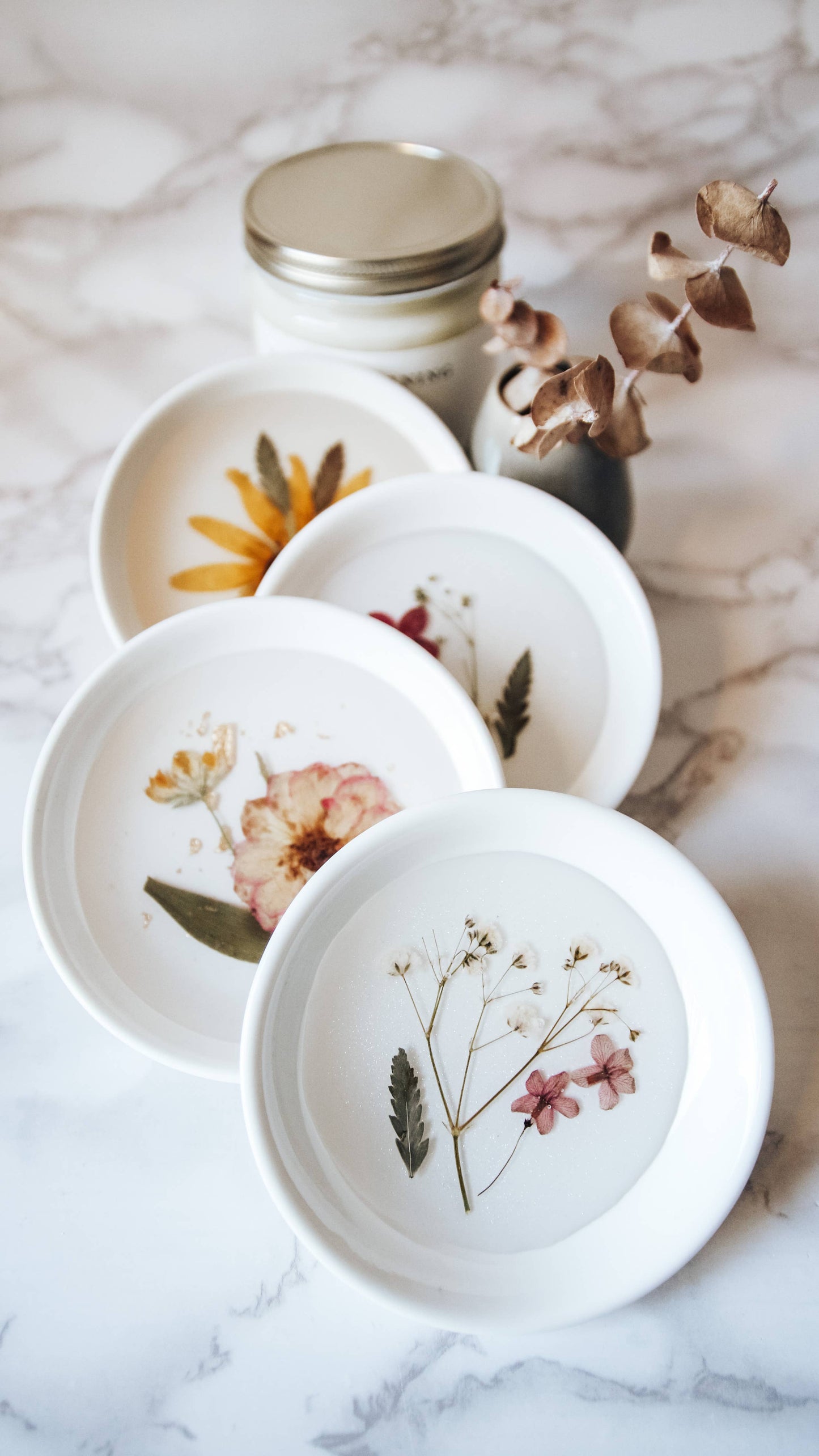 Botanical Ceramic Ring Dish/ Floral Shimmer