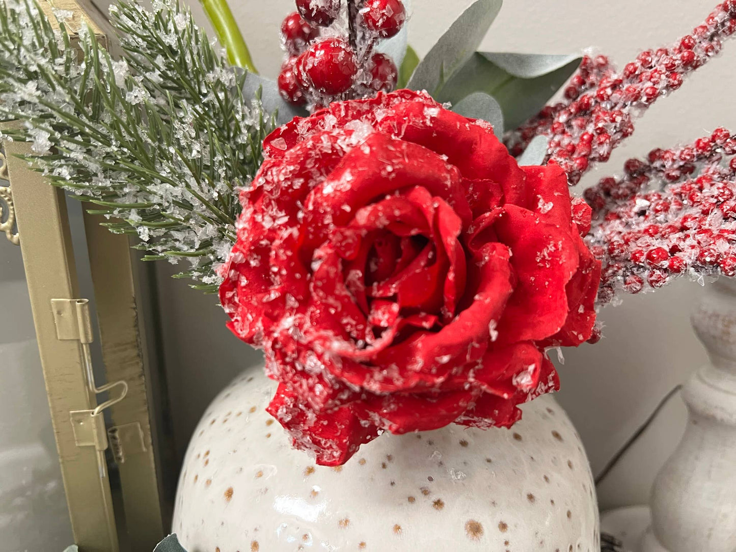 Artificial Snowy Rose: Cream Ivory