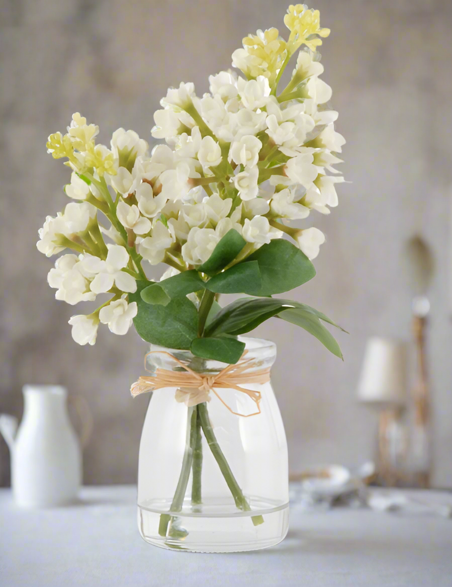 9.25" Lilacs in Bud Vase/Faux Water
