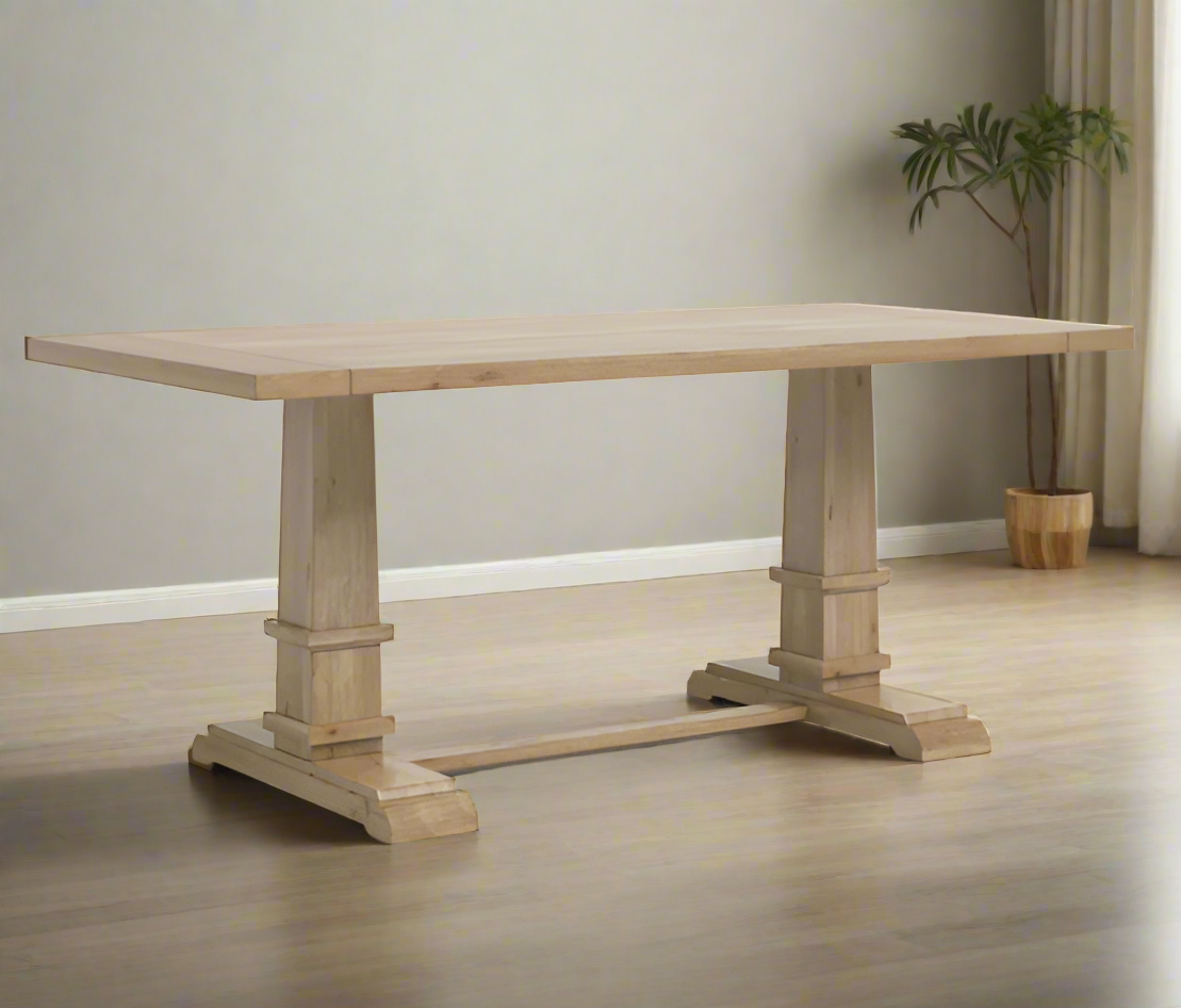 Wood Pedestal Dining Table - Rectangular