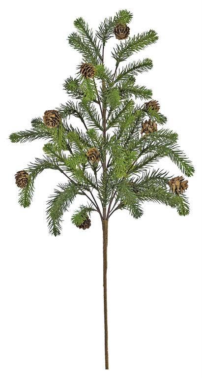 28" Soft Touch Noble Pine Spray w/Cones