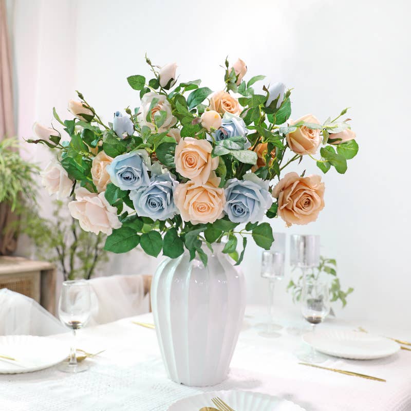 27" Real Touch Roses & Bud - Mocha