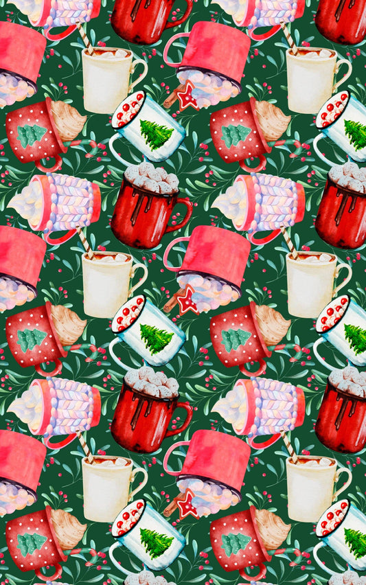 Waffle Knit Tea Towel: Hot Cup of Cocoa