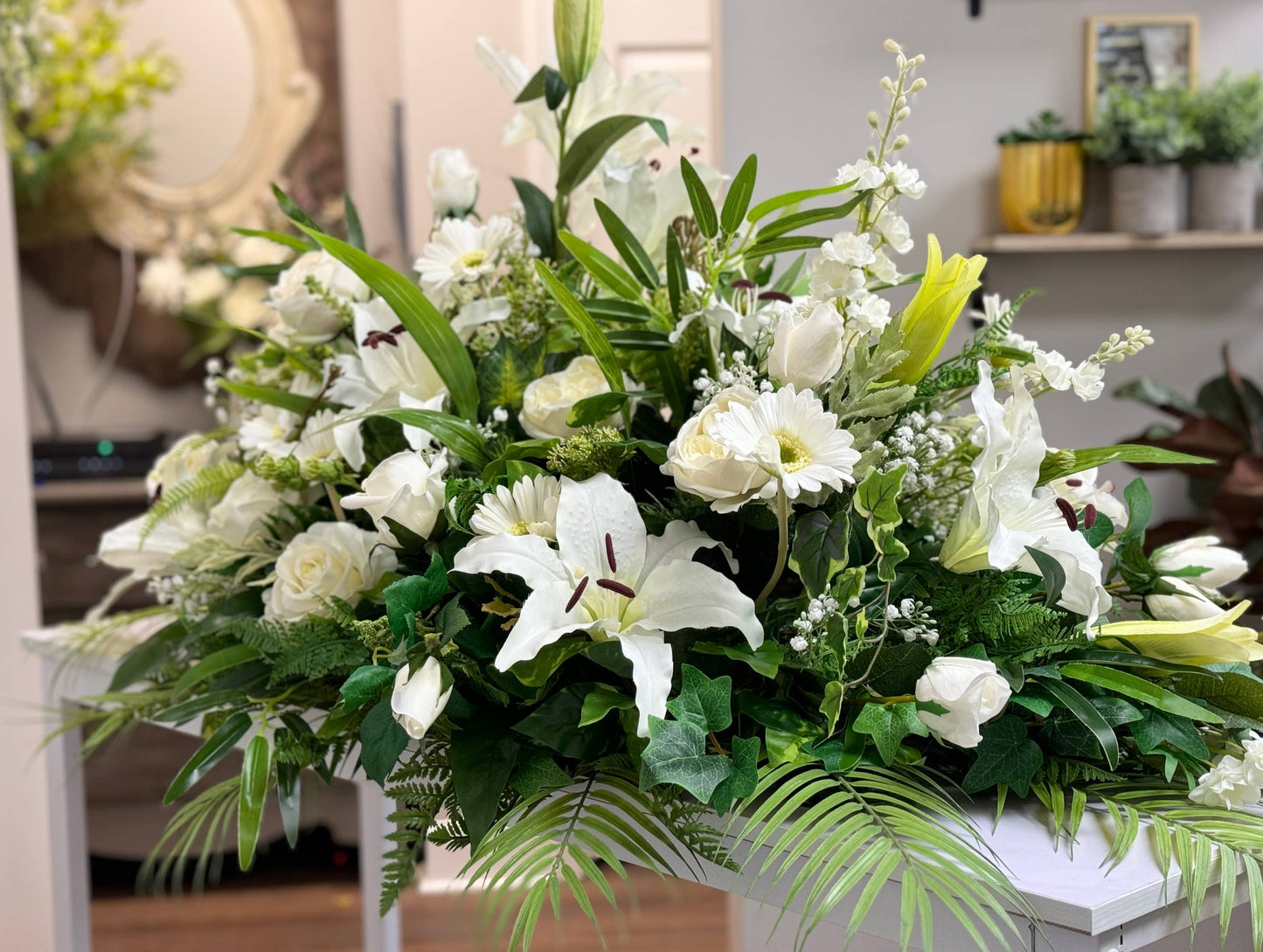29" Real Touch Rose, Large Bloom: White