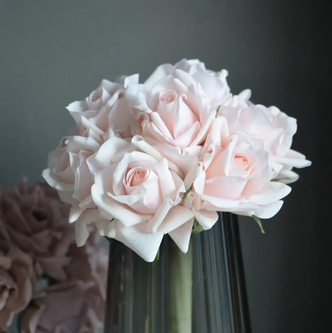 10" Real Touch Open Rose Bouquet