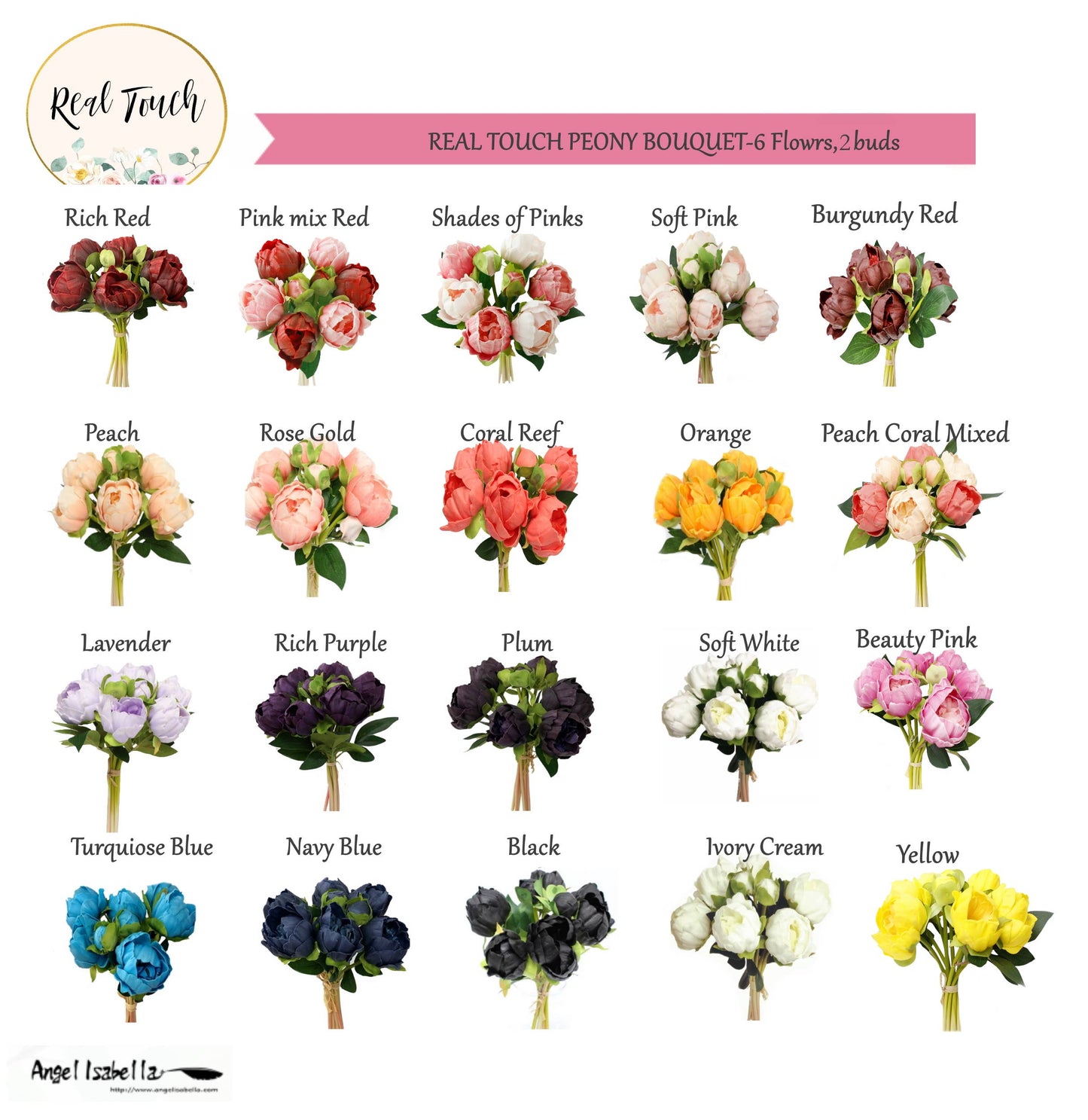 Real Touch Peonies: Begonia Pink
