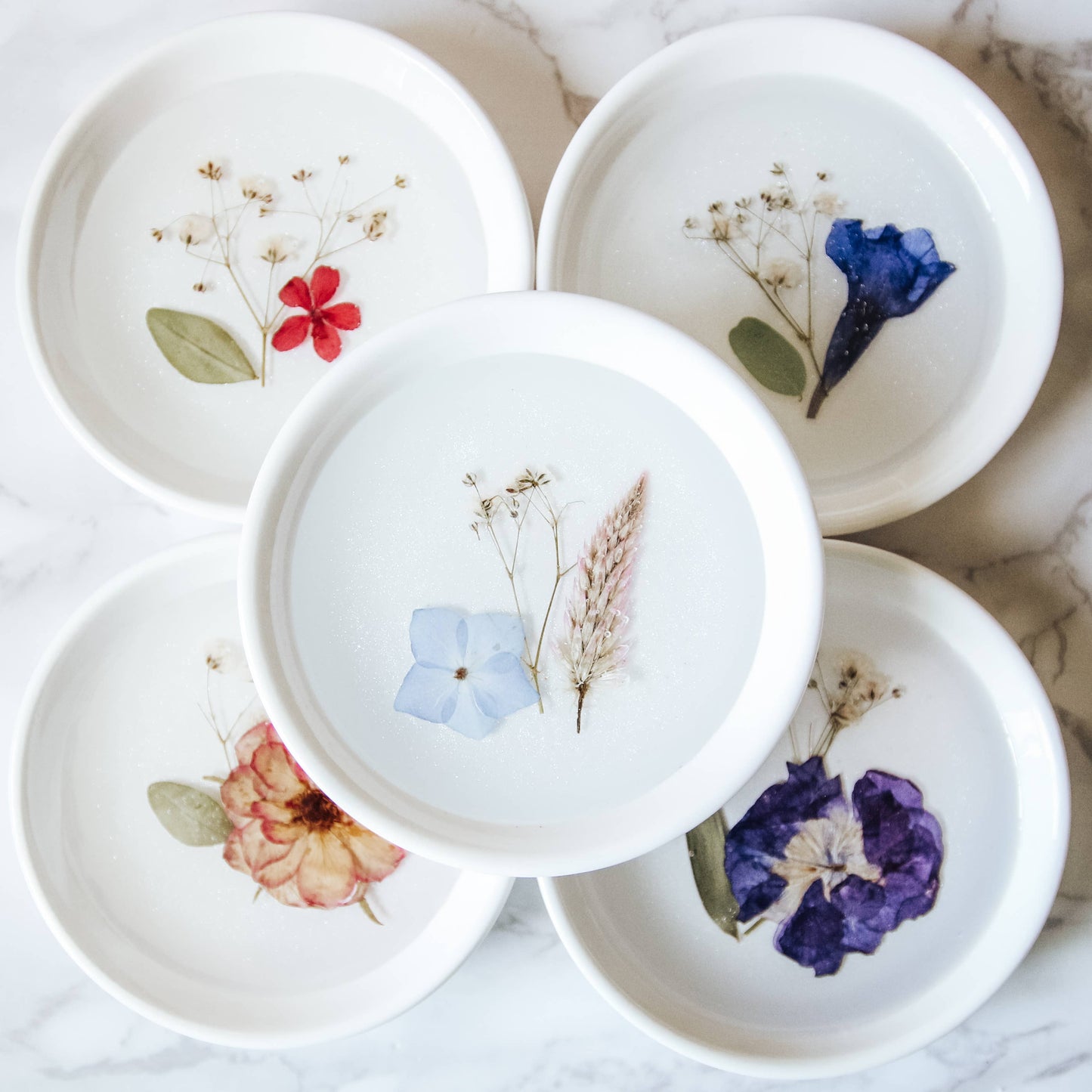 Botanical Ceramic Ring Dish/ Floral Shimmer