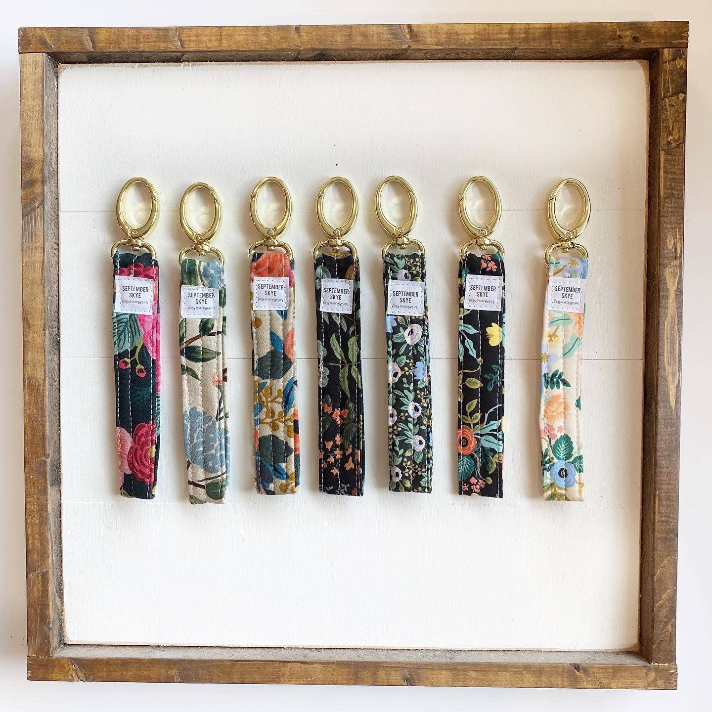 Key fob: RP Black Botanical Floral