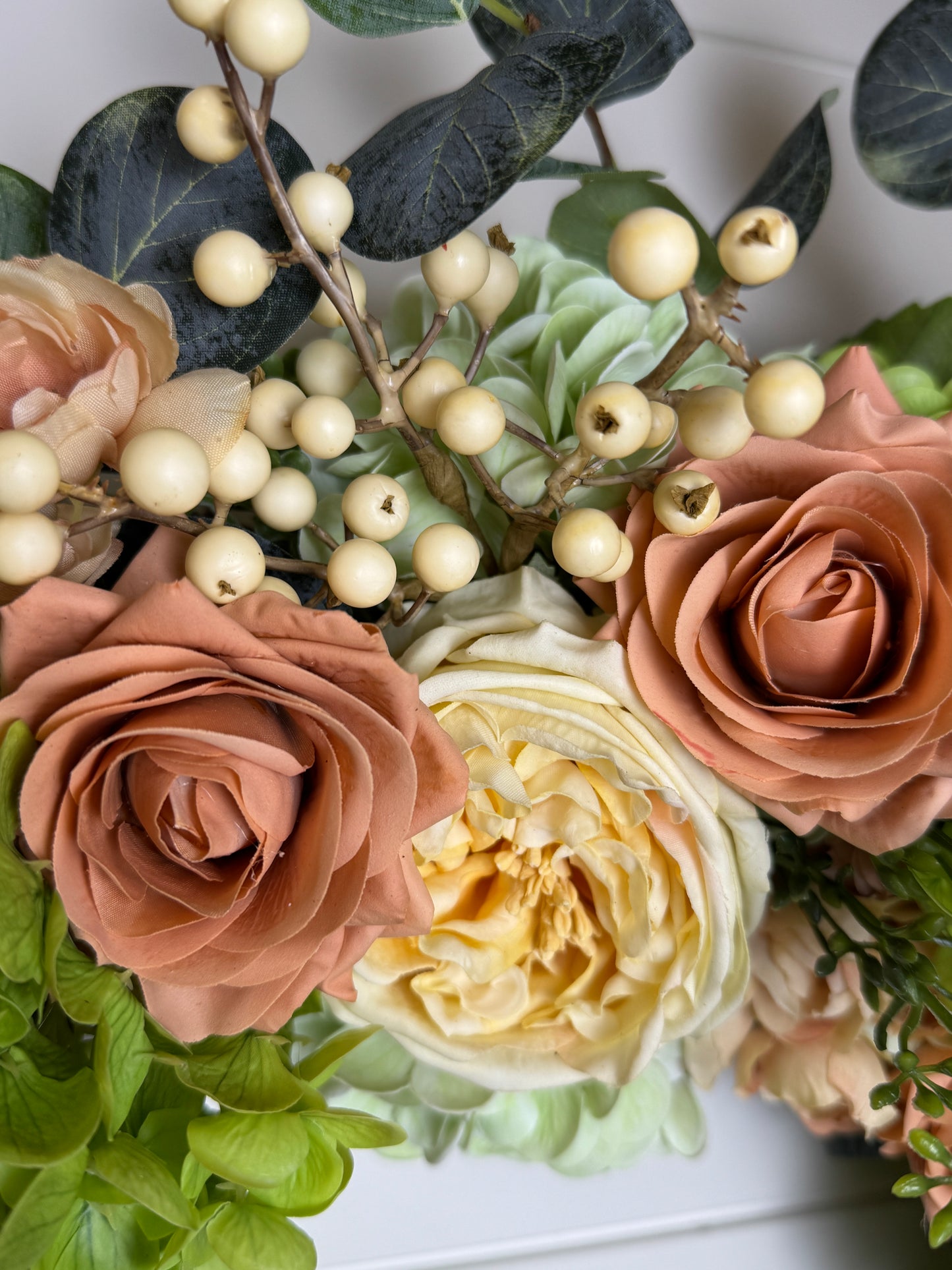 Custom Real Touch Hydrangea, Rose & Berry Wreath