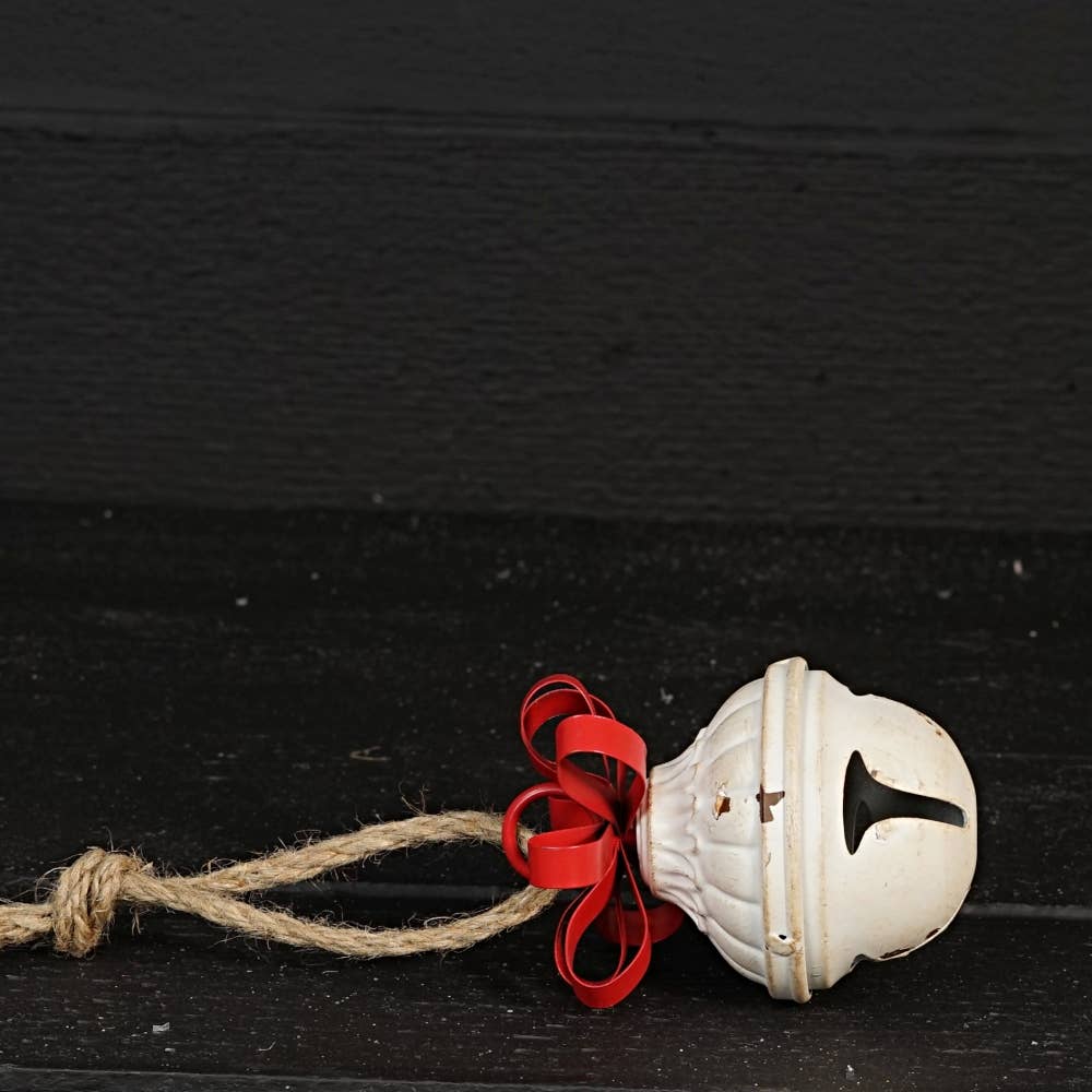 Vintage Look White Bell w/ Red Bow