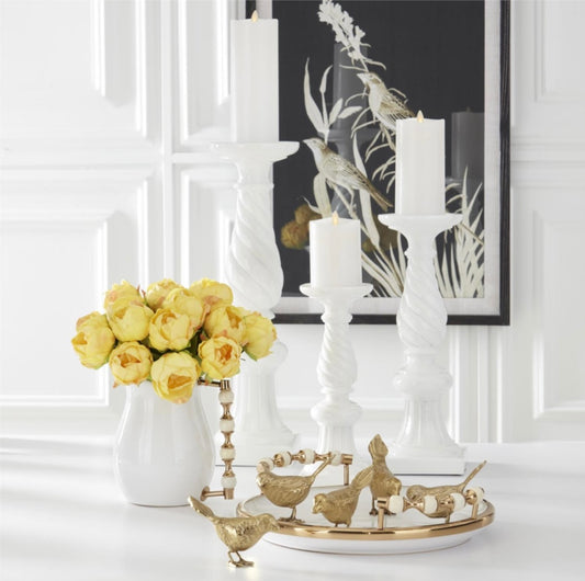 Set/3 White Luminara Pillars w/ remote