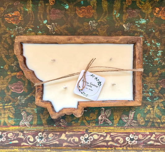 Montana Wooden Dough Bowl Candle: Montana Huckleberry