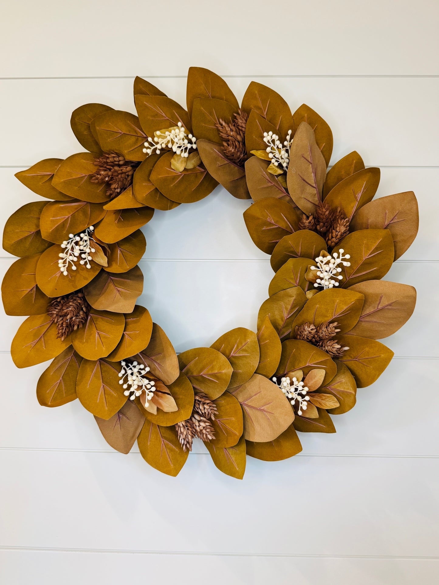 Autumn Magnolia Hops & Berry Wreath