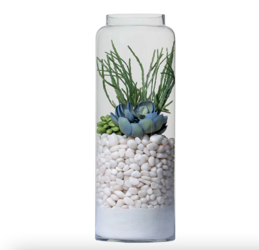 21" Glass Vase Succulent Arrangement