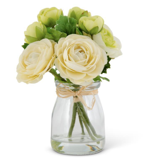 9.25" Ranunculus in Bud Vase/Faux Water